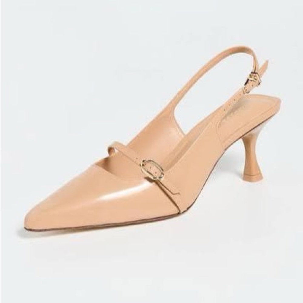 Larroude Nude Ines Tan Leather Pumps